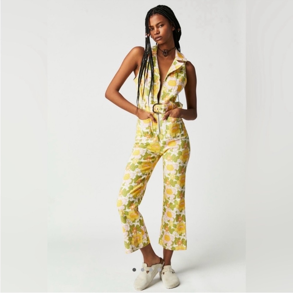 Show Me Your MuMu Floral Jumpsuit in Yellow and Green